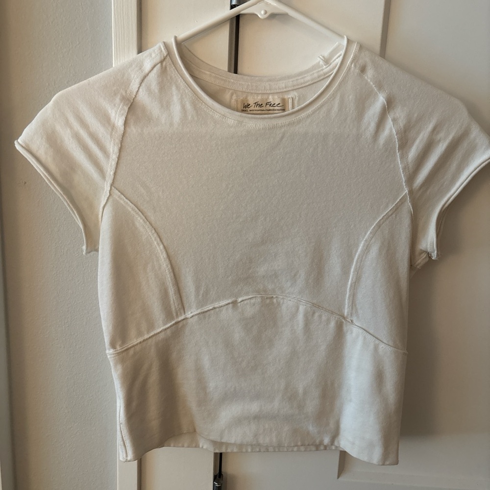 We The Free White Cropped Crewneck Tee